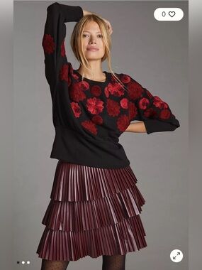 Anthropologie Maeve Floral Embroidered Sweatshirt